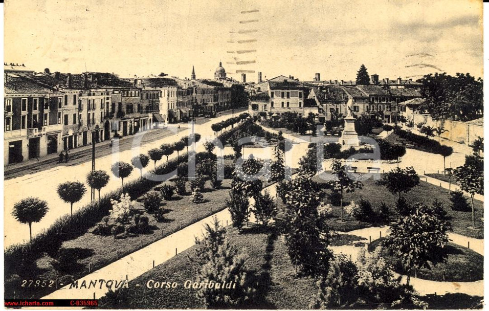 Cartolina originale da collezione 1933 Mantova - Corso Garibaldi *Veduta animata 1