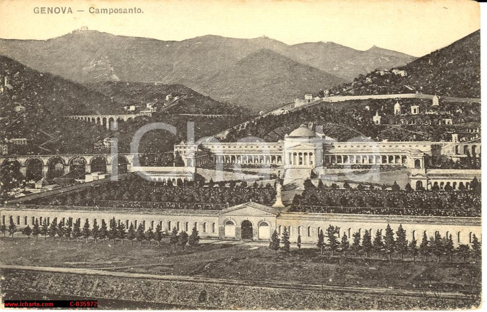 Cartolina originale da collezione Genova anni '30 - Immagine d'epoca cimitero *FP NV 1