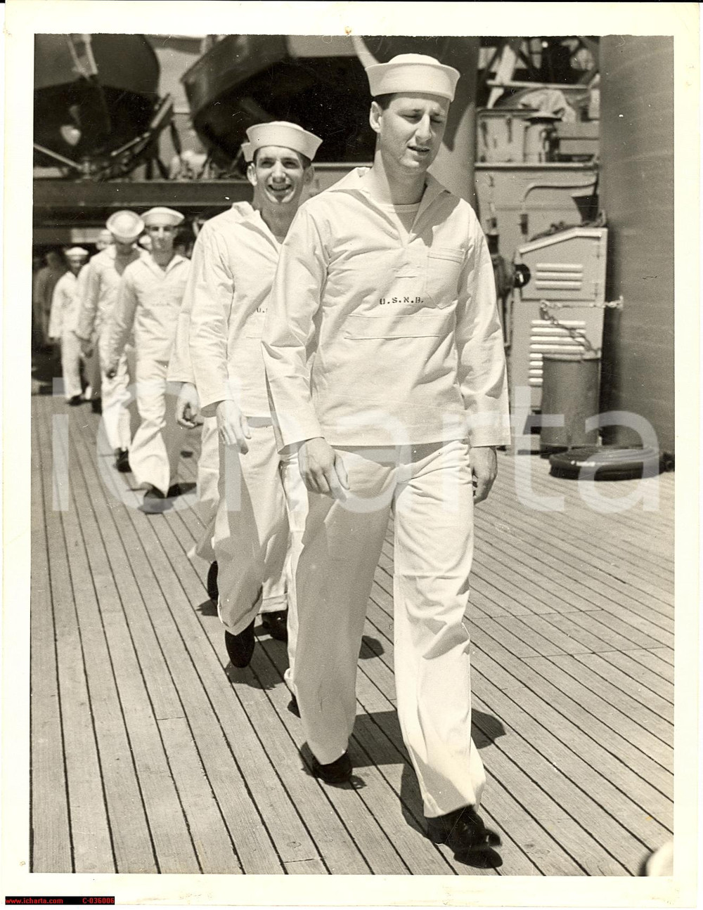 Fotografia d'epoca originale 1940 United States Navy Band - real photo on board 1