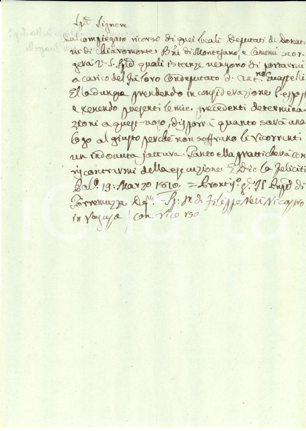 Documento originale, autentico 1810 ca CHIARAMONTE GULFI (RG) Sull'esposto contro il deputato Antonio GUASTELLI 1