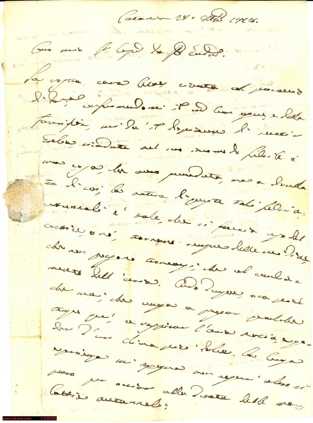 Manoscritto, lettera originale 1778 CATANIA Malanni stagionali del barone MONTESANO 1