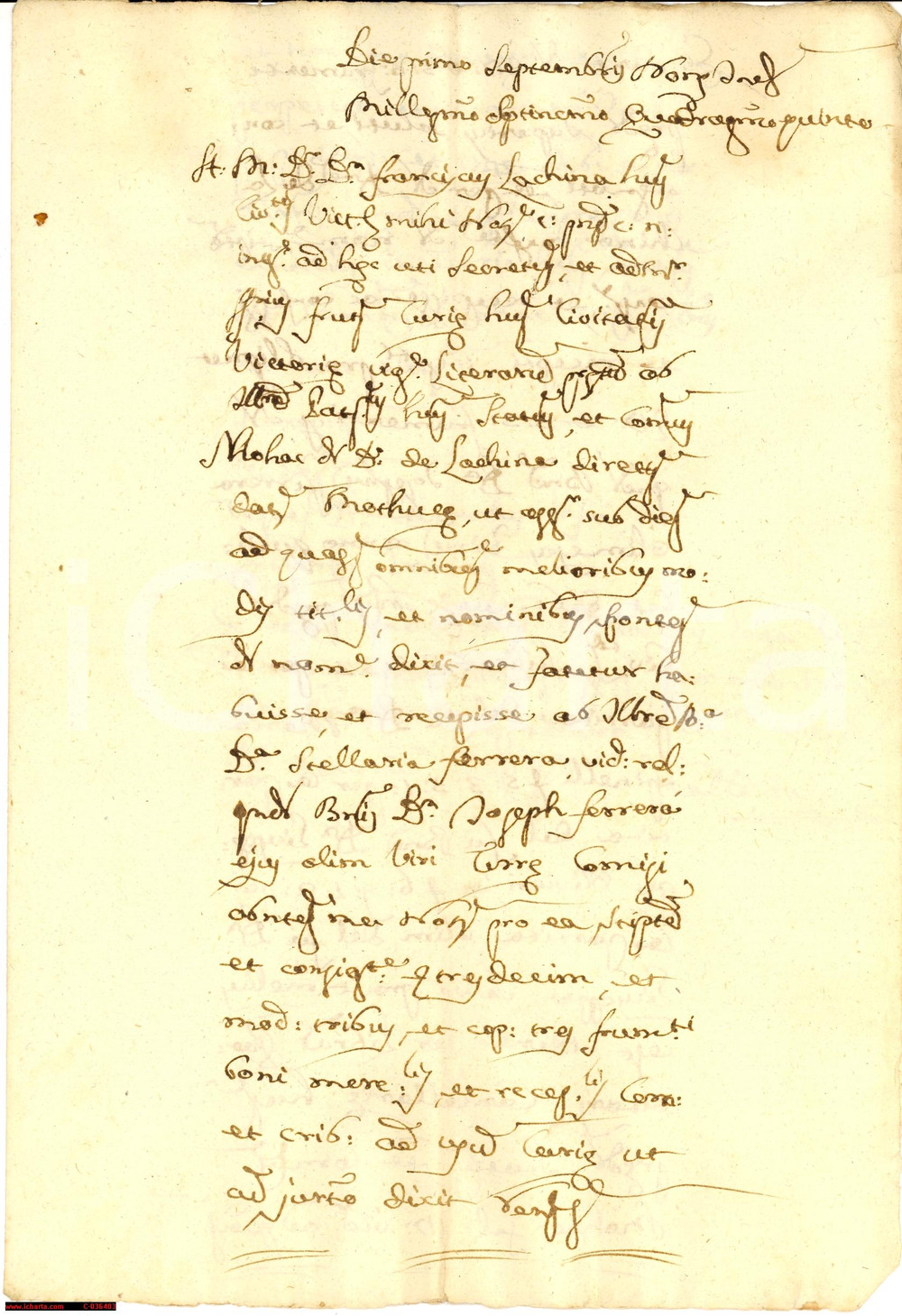 Documento originale, autentico 1745 VITTORIA RG Donna Stellaria FERRERA paga frumento 1