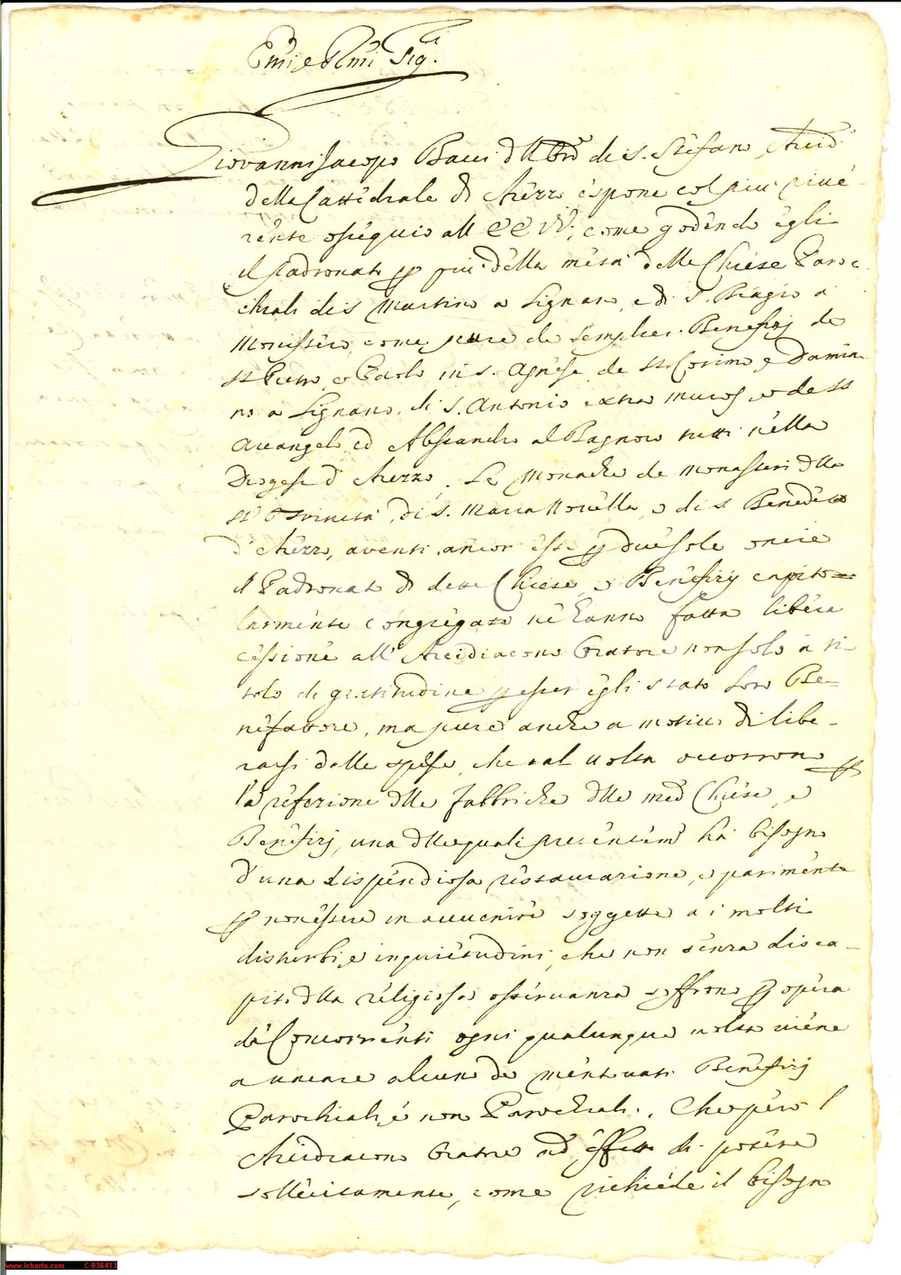 Documento originale, autentico 1743 AREZZO monache cedono benefici non autorizzate 1