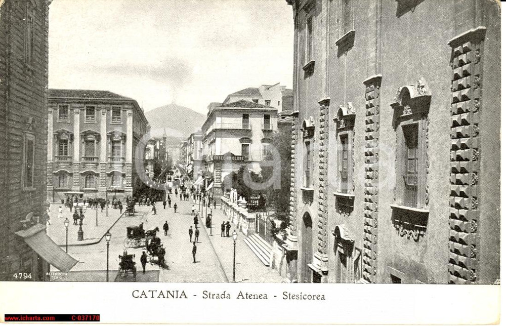 Cartolina originale da collezione Catania *Strada Atenea anni '20 - Veduta animata 1