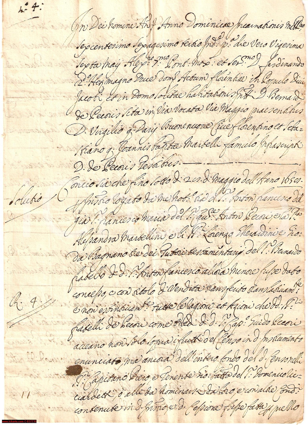 Manoscritto, lettera originale 1663 FIRENZE Nobili RICCIARDETTI saldano debiti PECORI 1