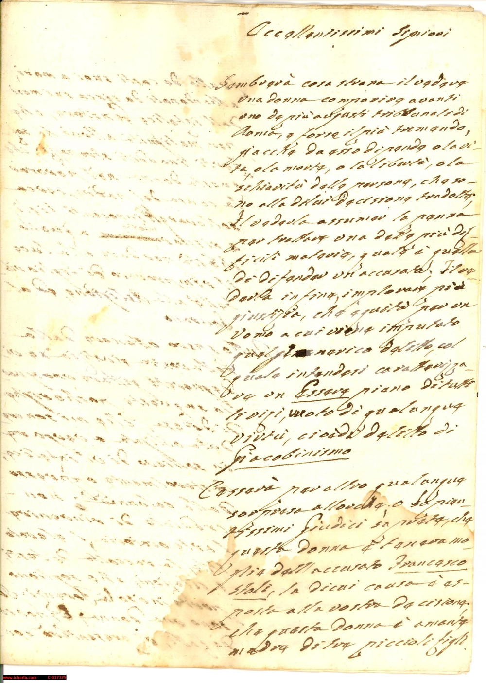 Documento originale, autentico 1815 RIETI Francesco STOLI processato per Giacobinismo 1