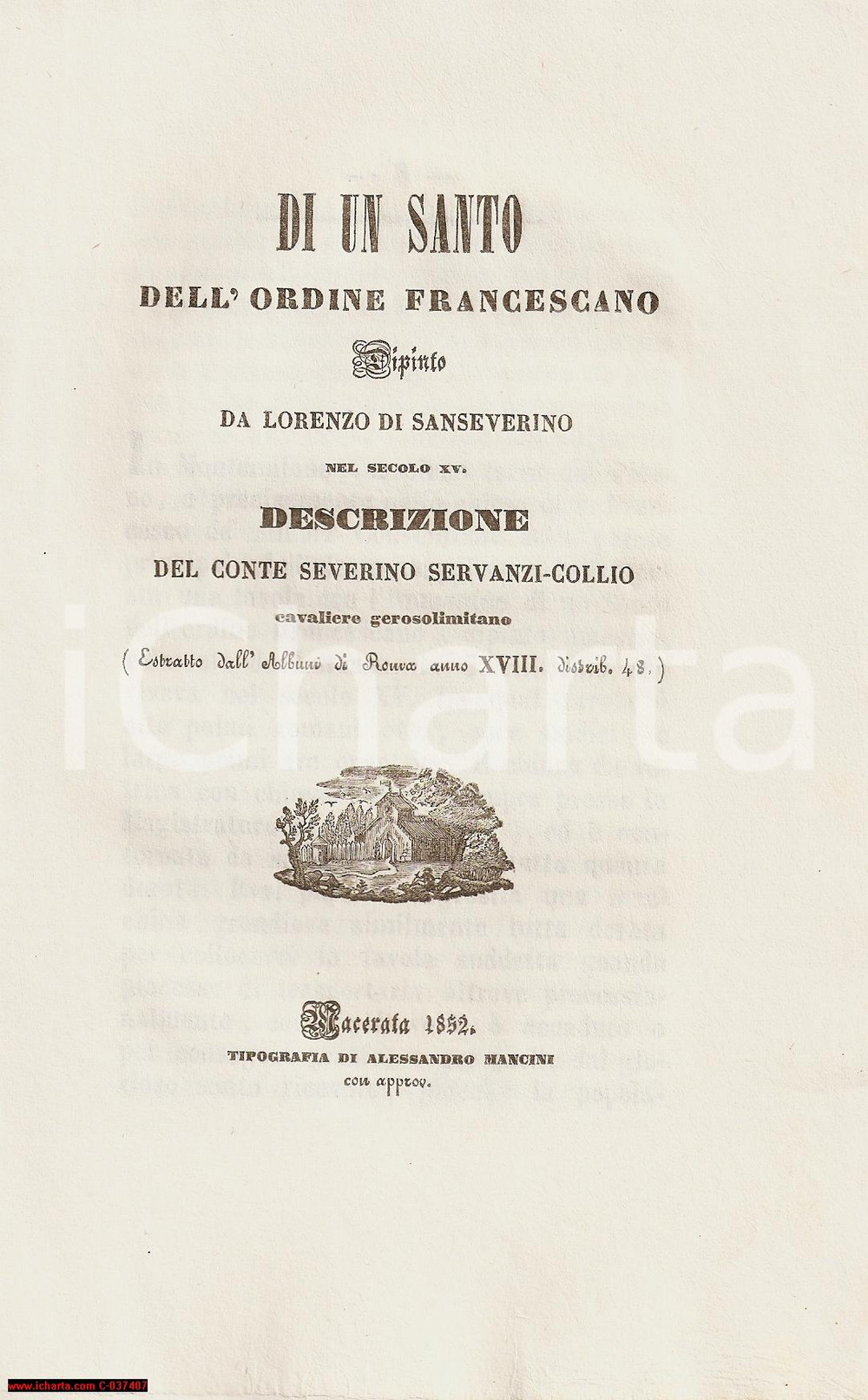 Oggetto da collezione cartaceo 1852 MONTEMILIONE PZ Dipinto di Lorenzo da SAN SEVERINO (3) 1