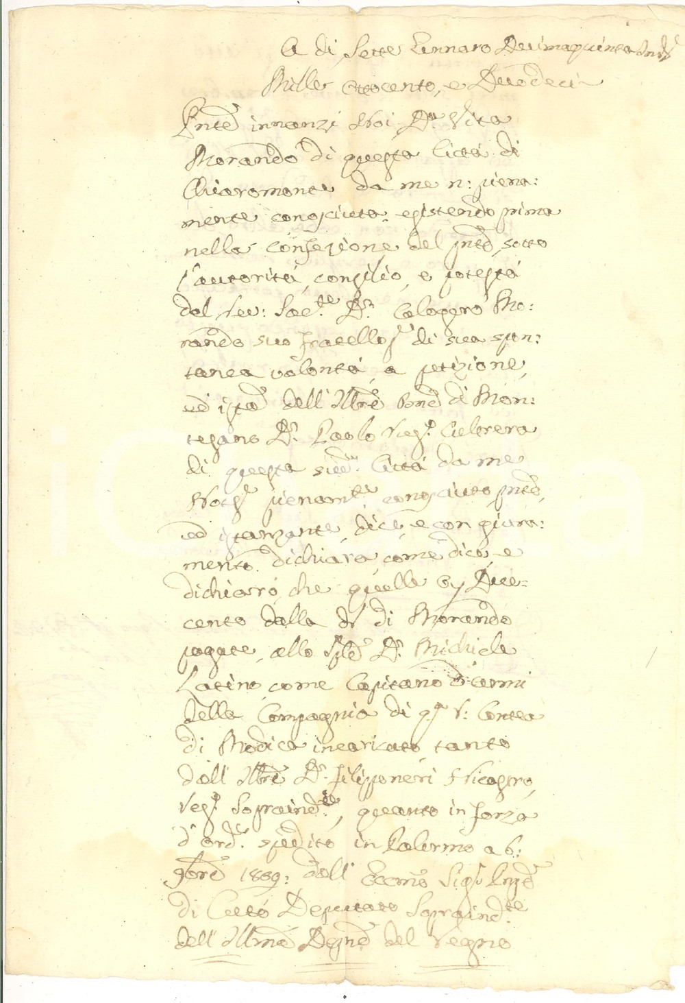 Documento originale, autentico 1812 CHIARAMONTE GULFI Versamento don Paolo CULTRERA al capitano Michele LATINO 1