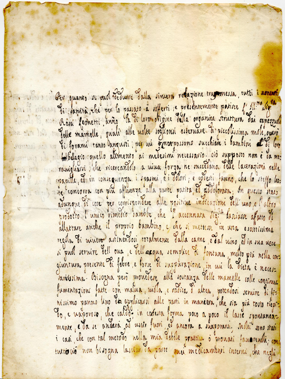 Documento originale, autentico 1755 ROMA Esame medico Andrea LAJOLA: la Contessa Leonetti ha capezzoli piccoli 1