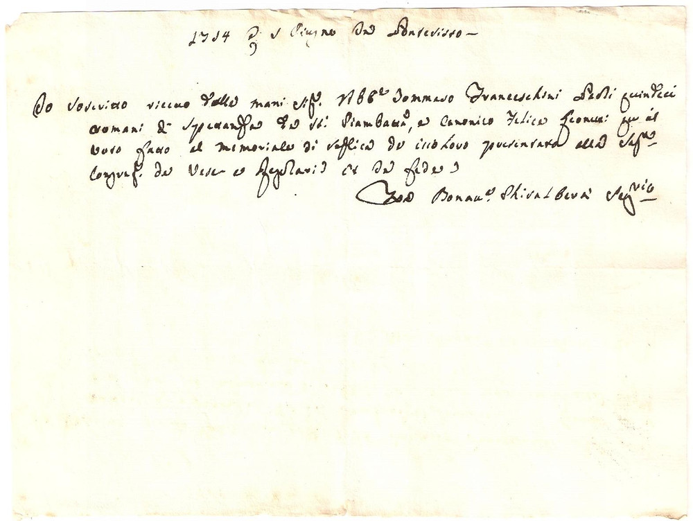 Documento originale, autentico 1754 ROMA PONTE SISTO Saldo istanza Carlo GHISALBERTI 1