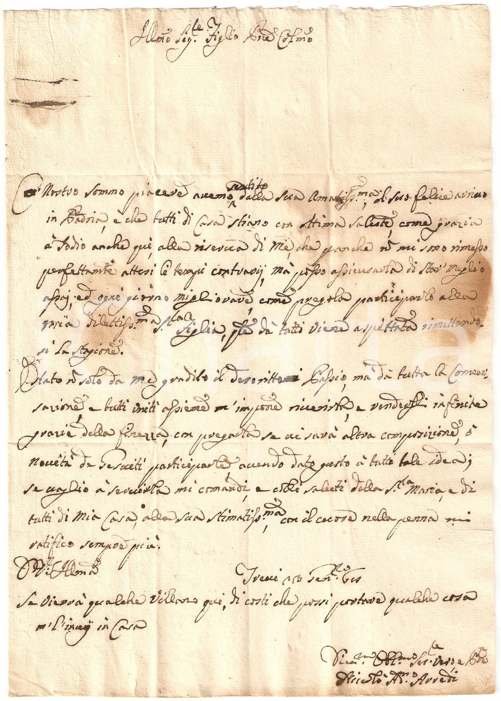 Autografo originale 1768 TREVI PG Niccolò Adriano ARREDI in guarigione dalla malattia AUTOGRAFO 1