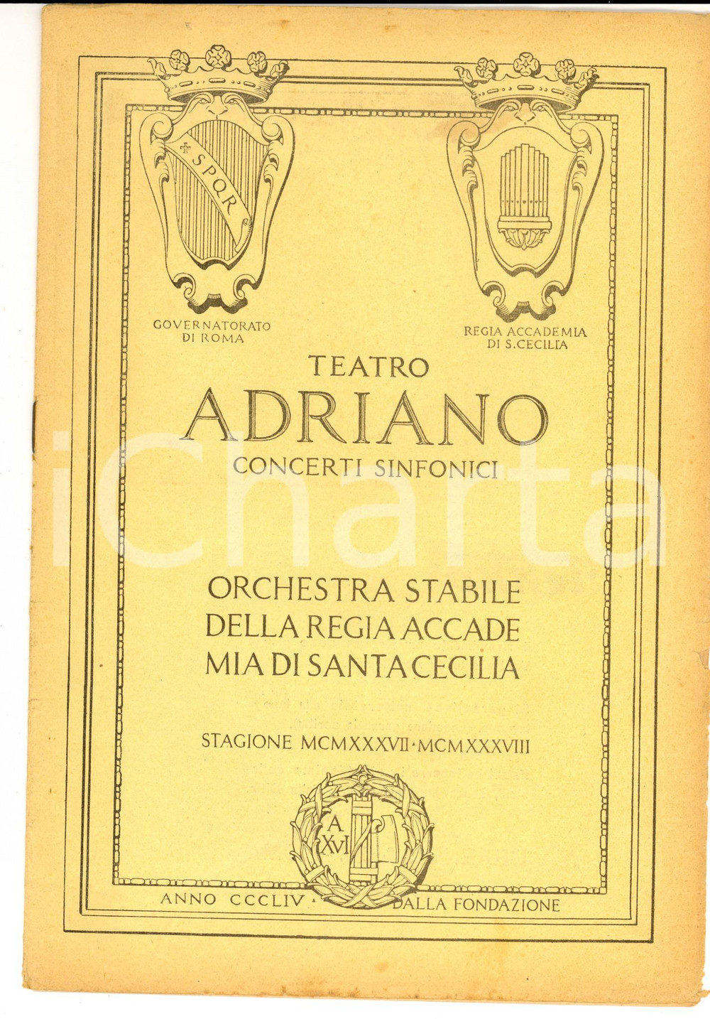 Documento originale, autentico 1938 ROMA Teatro ADRIANO Concerto orchestrale diretto da Riccardo ZANDONAI 1
