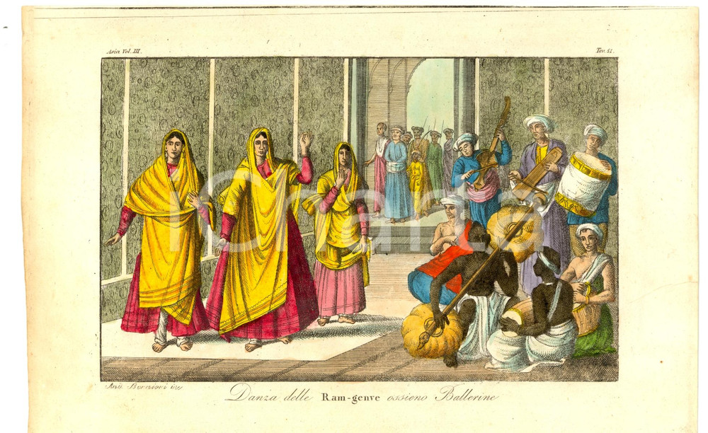 Stampa, bozzetto originale 1824 Danza delle RAM-GENVE ossieno ballerine BERNIERI 1