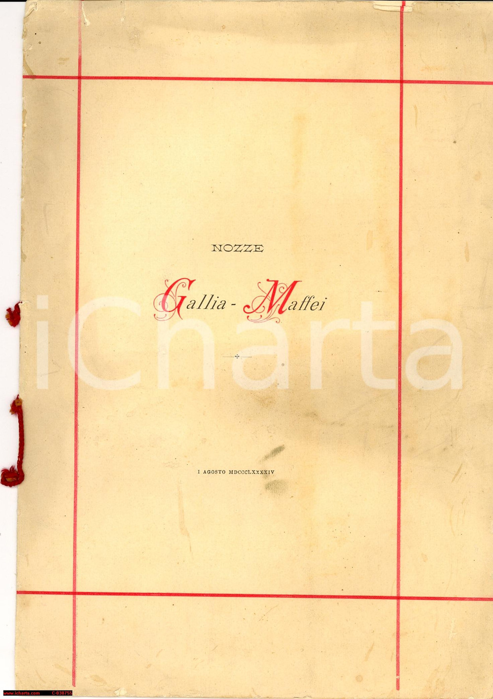 Oggetto da collezione cartaceo 1894 Brescia Nozze GALLIA MAFFEI Bortolo Gallia 1