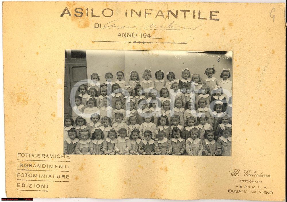 Fotografia d epoca originale 1940 CUSANO MILANINO Foto di gruppo asilo infantile 1