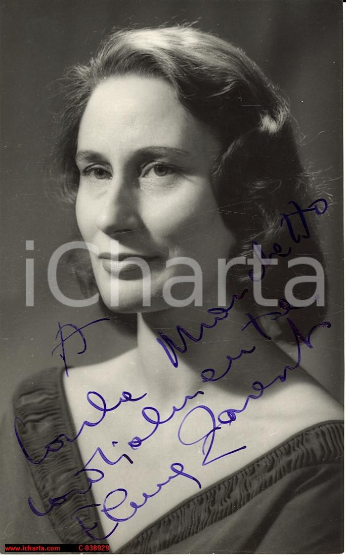 Autografo originale 1960 circa ELENA ZARESCHI Fotocartolina AUTOGRAFA 1