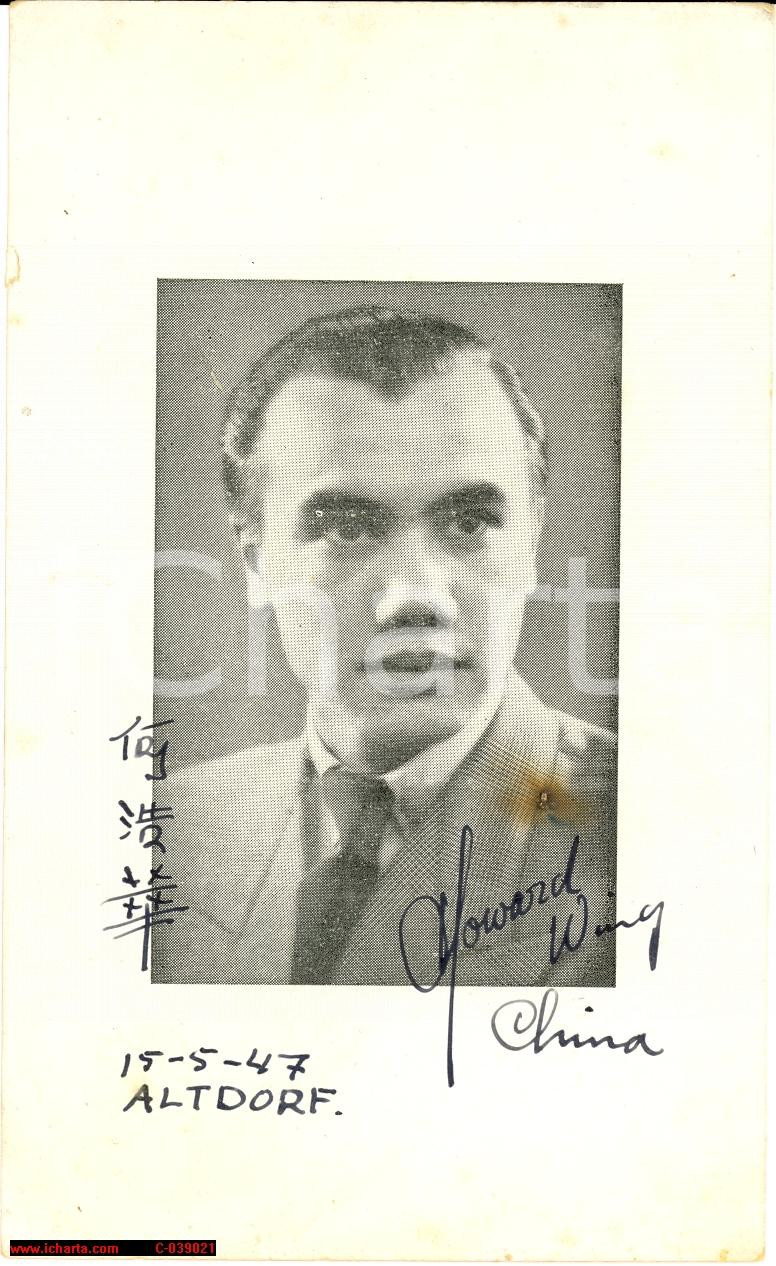 Autografo originale 1947 Altdorf CH CICLISMO Howard Wing Autografo RARO 1