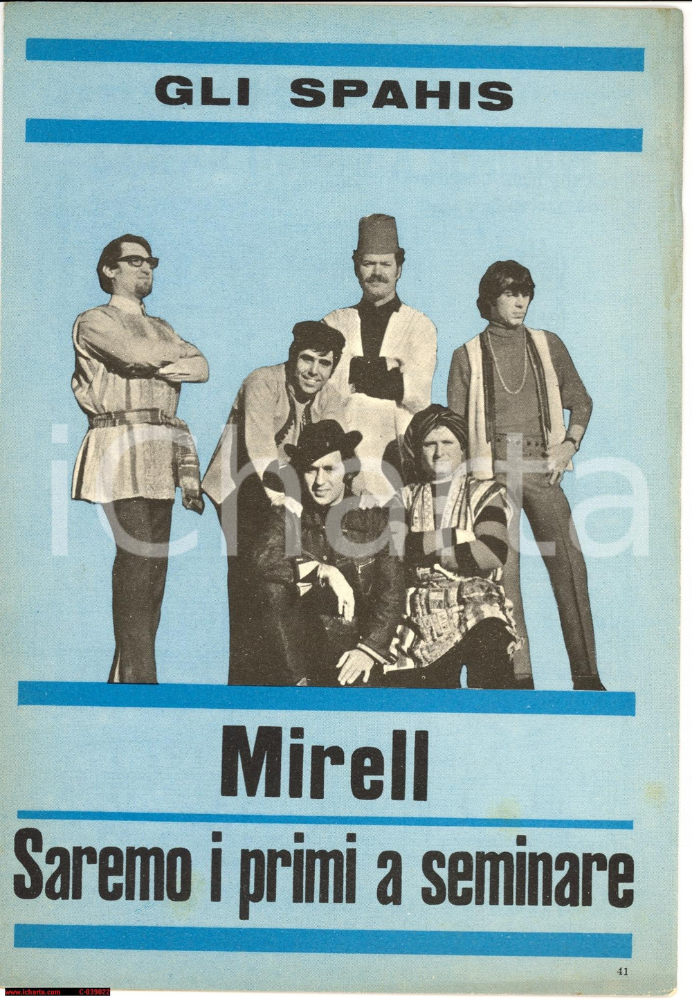 Oggetto da collezione cartaceo 1967 GLI SPAHIS Mirell Saremo primi a seminare SPARTITI 1