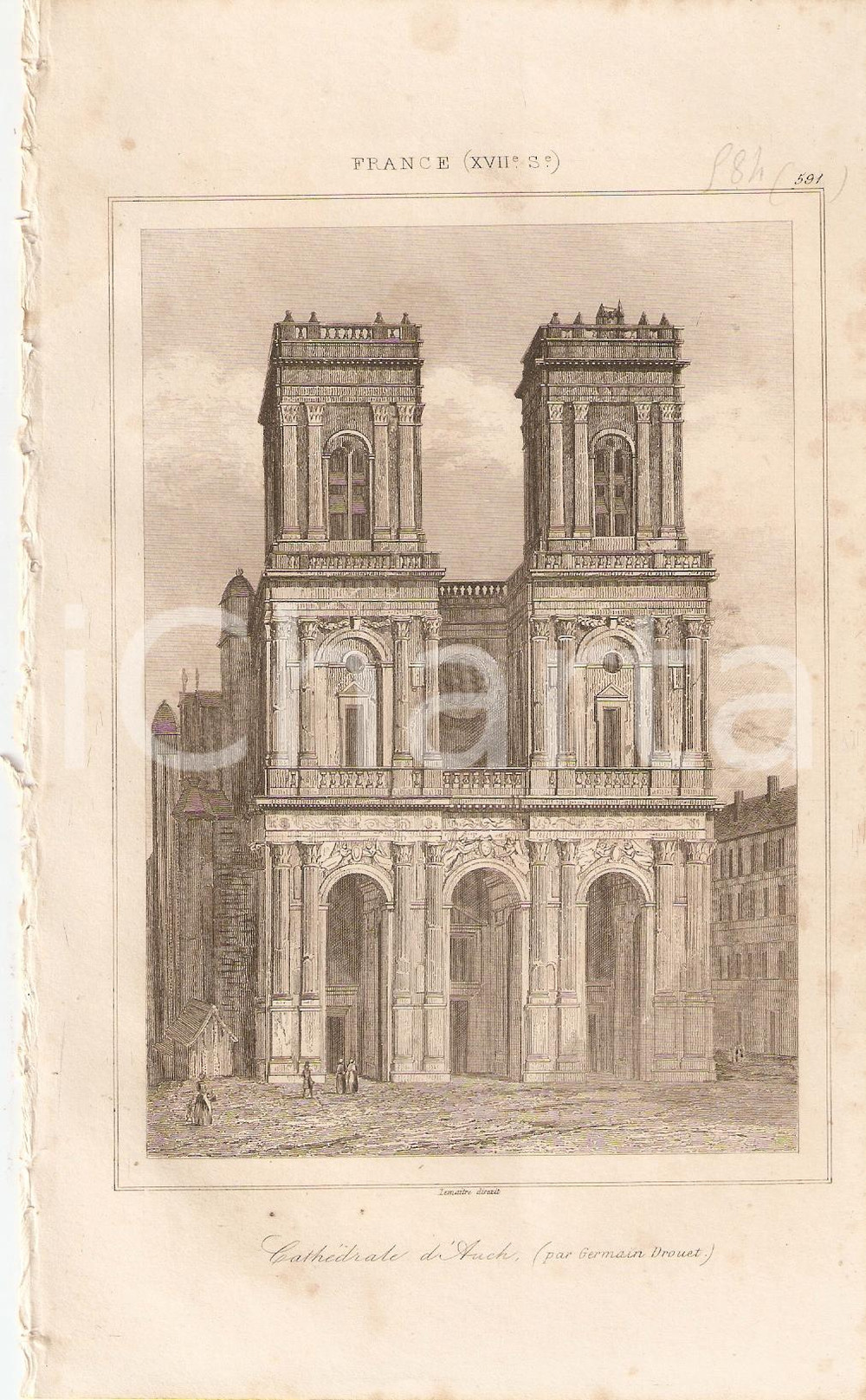 Stampa, bozzetto originale 1840 AUCH (FRANCE) CathÃ©drale SAINTE MARIE - L'univers *Stampa inc. LEMAITRE 1