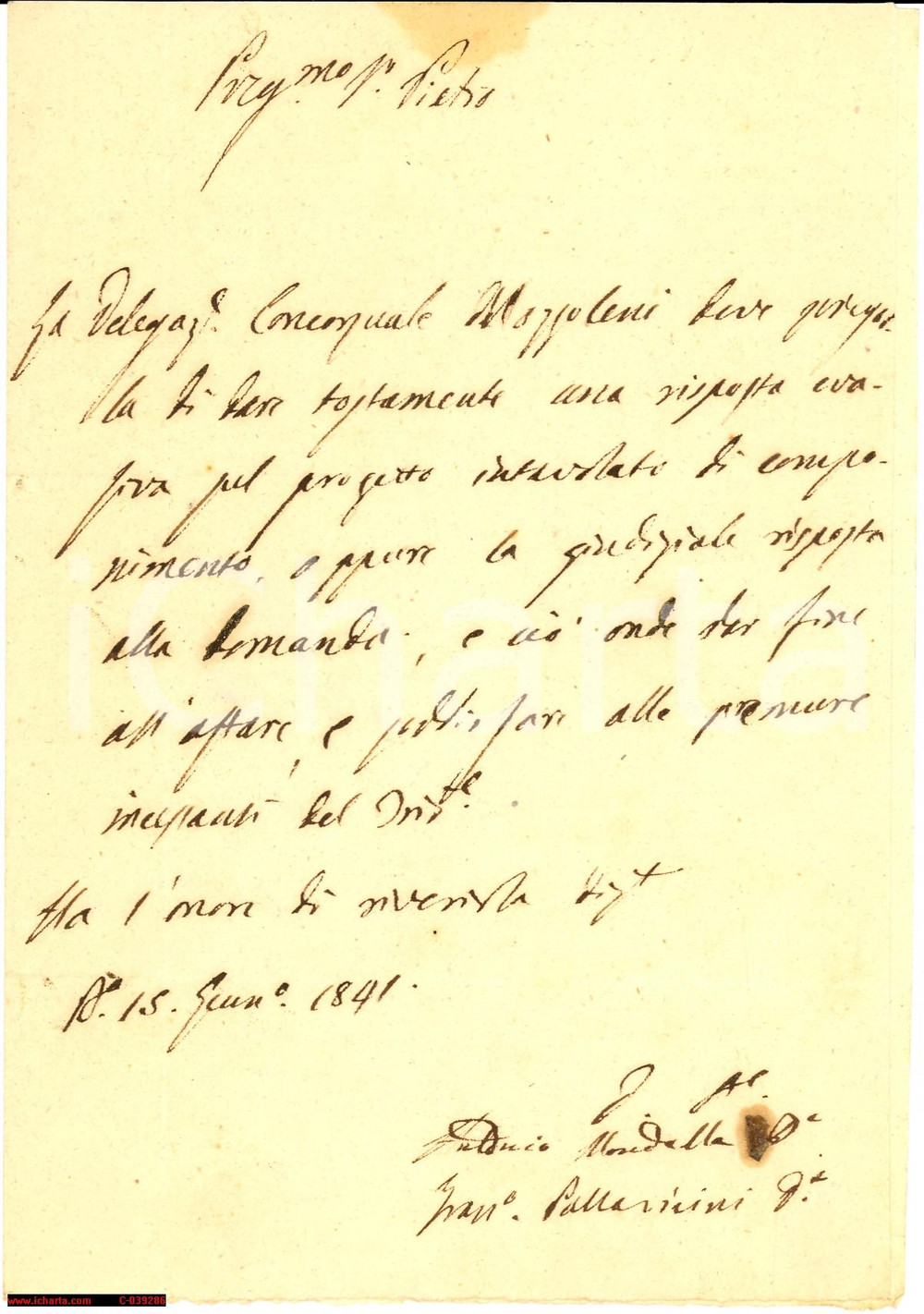 Documento originale, autentico 1841 BRESCIA Avvocato Francesco PALLAVICINI Delegazione Concorsuale MAZZOLENI 1