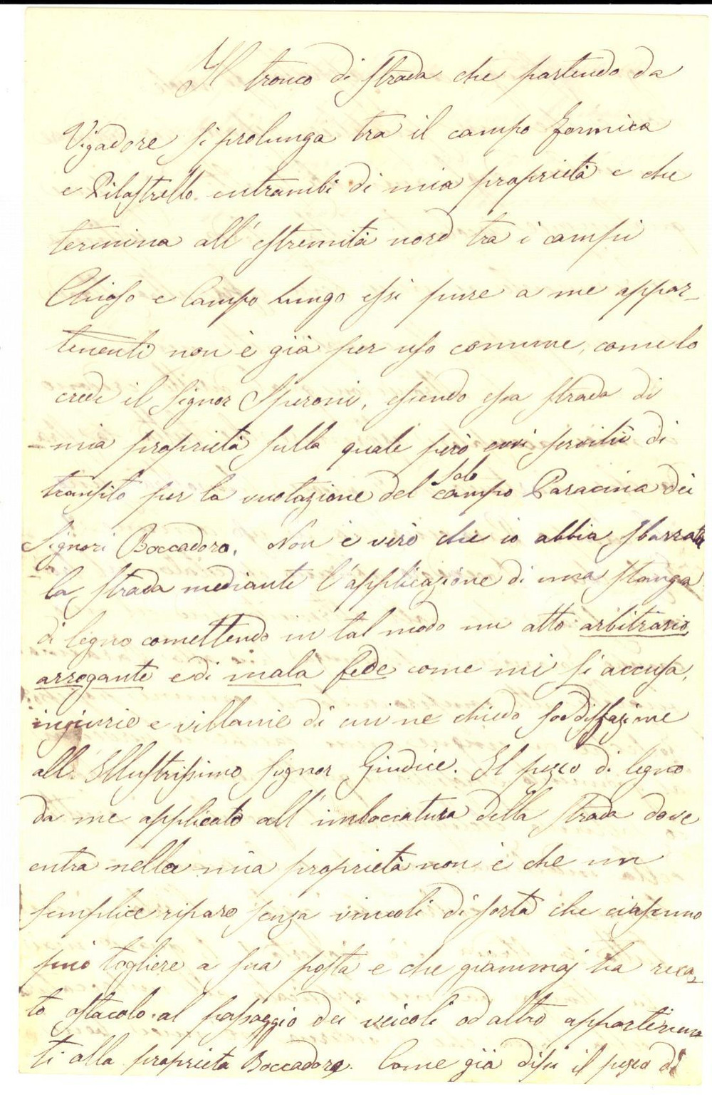 Documento originale, autentico 1865 VIGADORE LODI Ercole TARENZI si difende dagli arroganti fratelli BOCCADORO 1