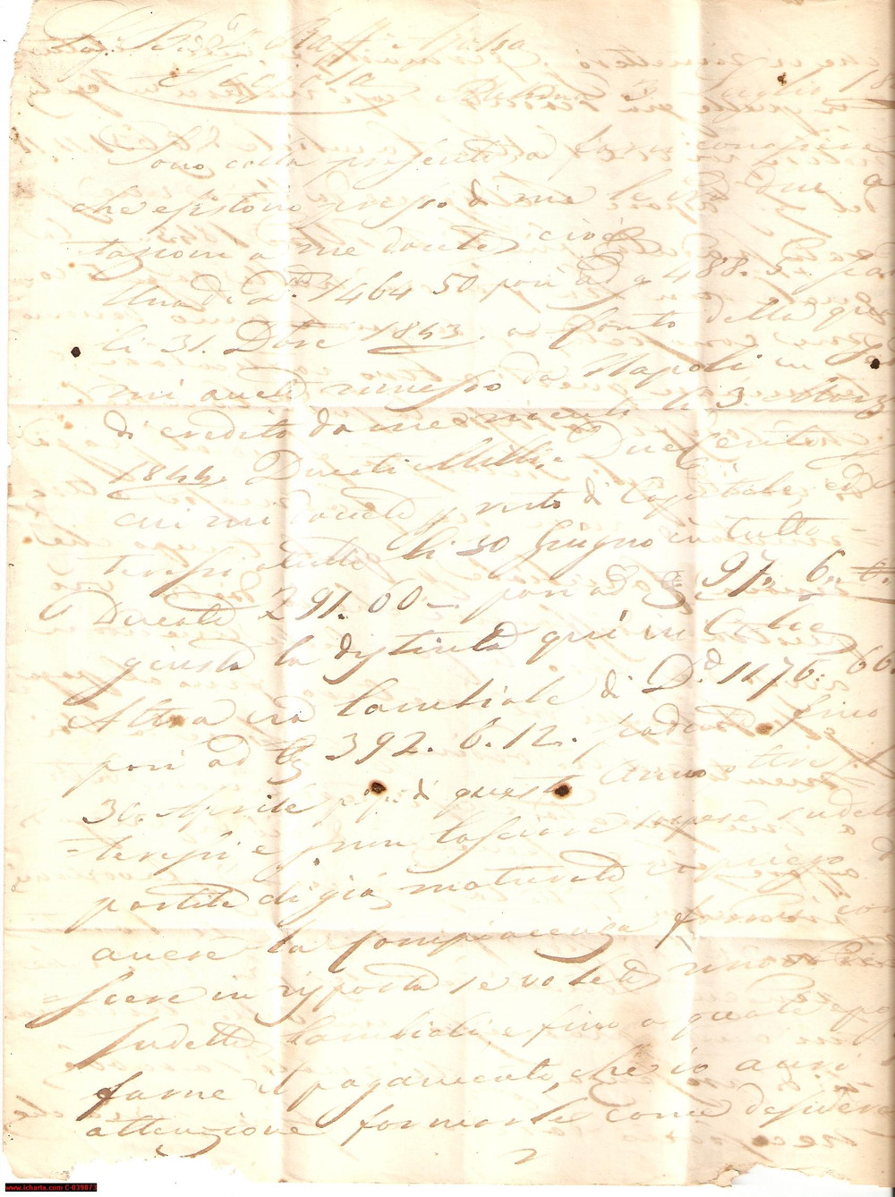 Manoscritto, lettera originale 1844 MESSINA Francesco FIORENTINO vuol chiudere i conti 1