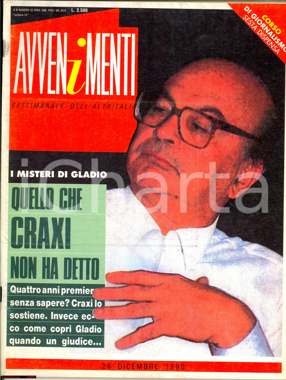 Giornale, rivista storica 1990 AVVENIMENTI Quello che Craxi non ha detto nÂ° 50 1