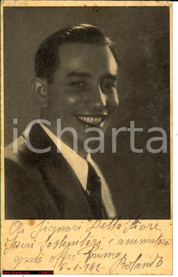 Autografo originale 1942 Primo ROLANDO tenore AUTOGRAFO su cartolina 1