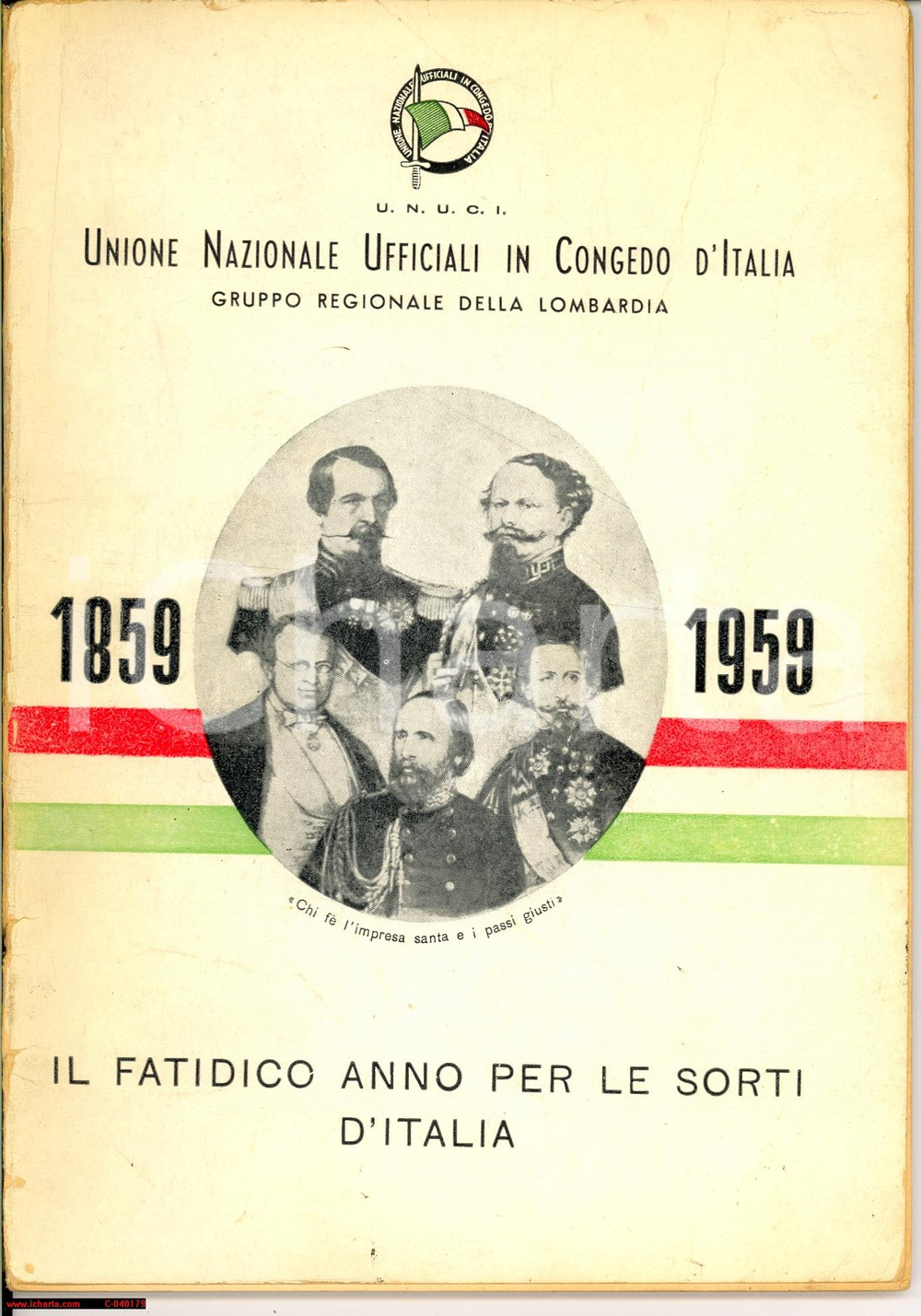 Libro, pubblicazione d epoca 1959 MILANO 1859 Fatidico anno per le sorti dell Italia 1