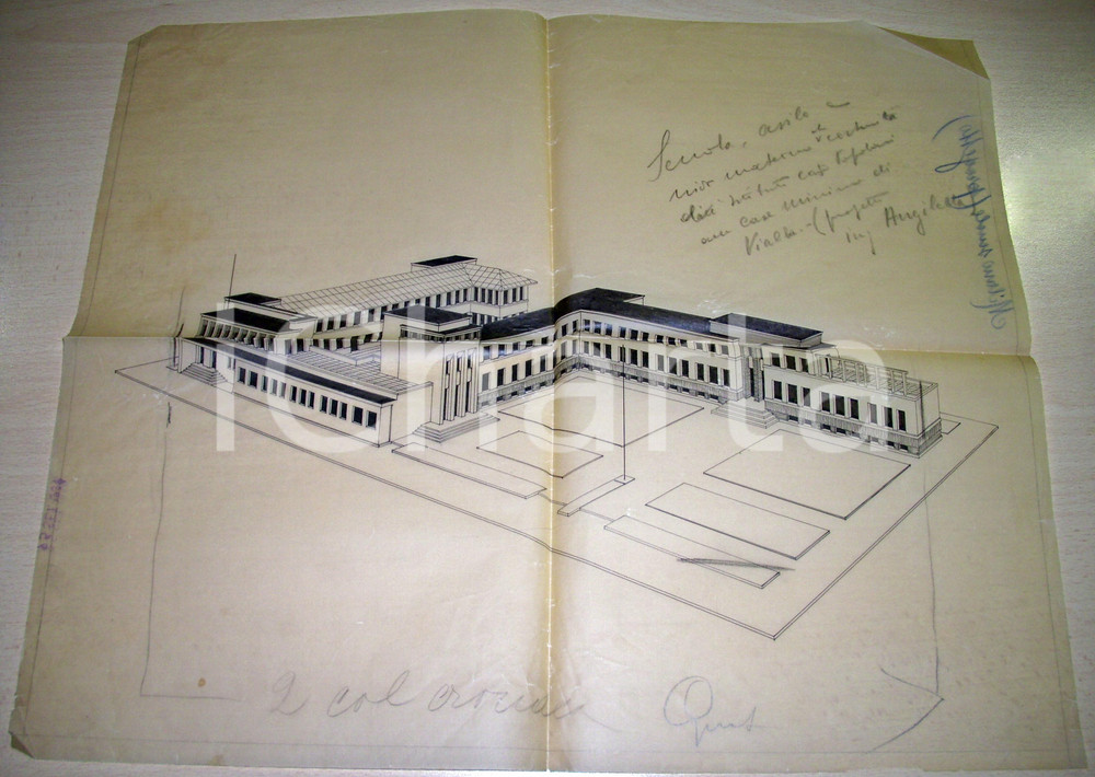 Stampa, bozzetto originale 1938 ing GAETANO ANGILELLA lucido Case Minime Vialba MI 1