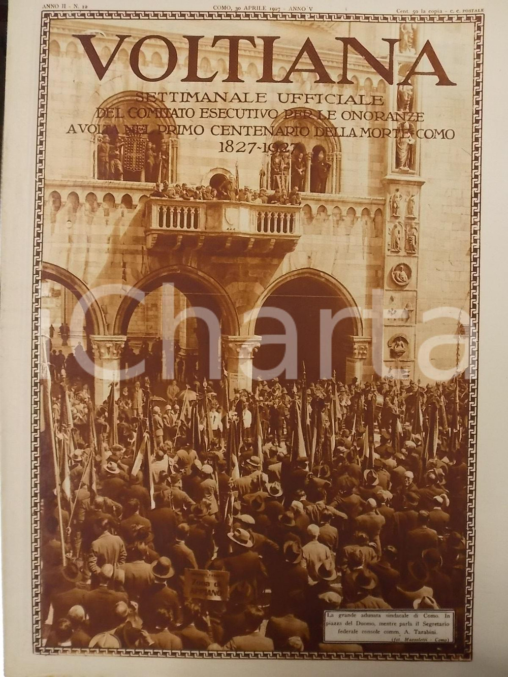 Giornale, rivista storica 1927 COMO Rivista VOLTIANA Basilica SANT'ABONDIO e suoi restauri *Anno II nÂ° 12 1