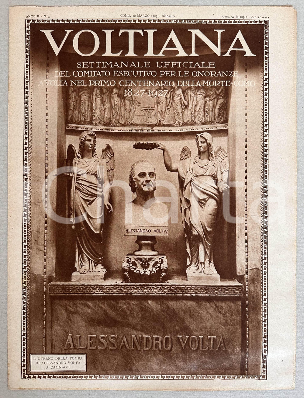 Giornale, rivista storica 1927 COMO Rivista VOLTIANA Apertura anno voltiano a CAMNAGO Anno II n° 5 1