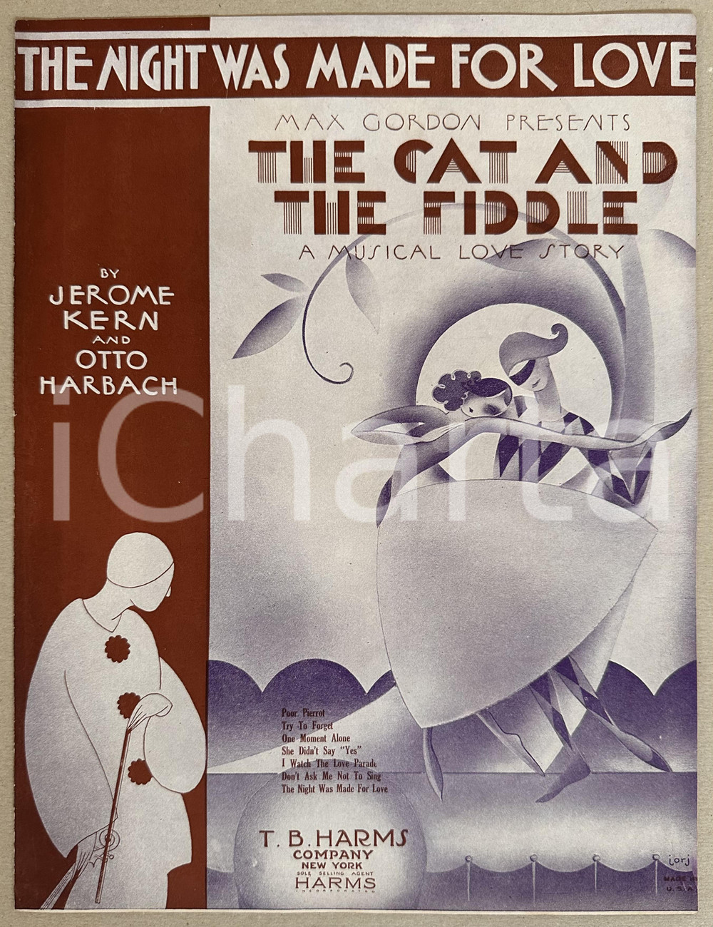 Oggetto da collezione cartaceo 1931 O. HARBACH - J. KERN The night was made for love - Canzonetta *Spartito 1