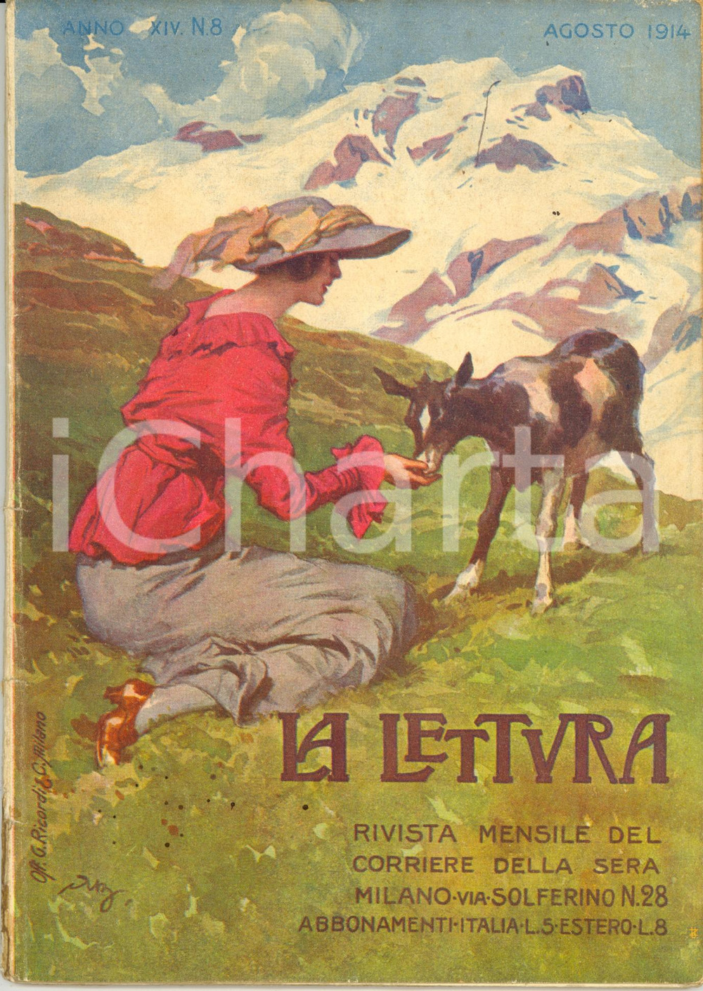 Giornale, rivista storica 1914 LA LETTURA MANTEGAZZA su attentato SARAJEVO Rivista ILLUSTRATA Anno XIV n°8 1