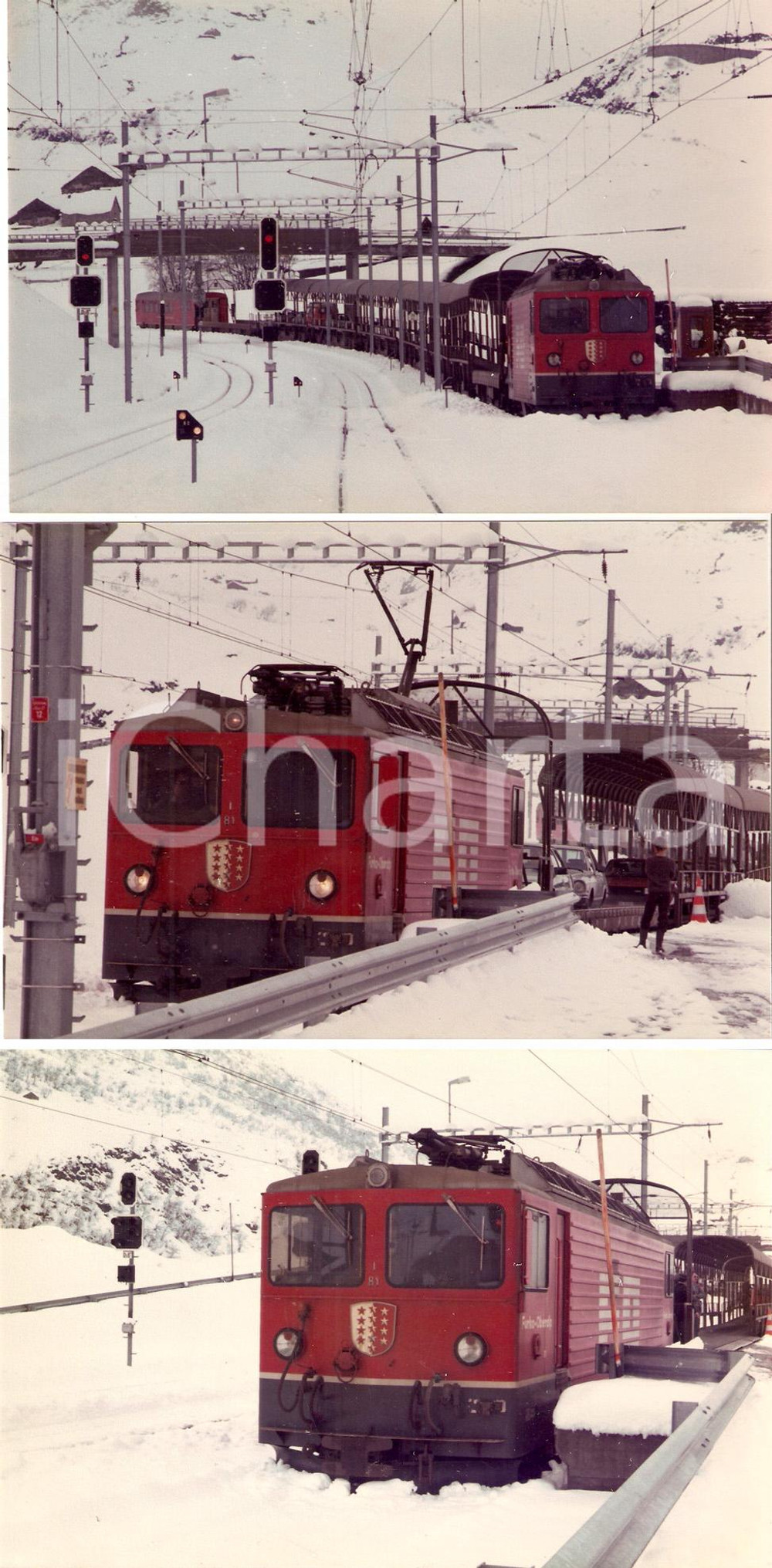 Fotografia d'epoca originale 1975 circa SVIZZERA Furka Oberalp Bahn Treno 81 tra la neve *LOTTO 3 Fotografie 1