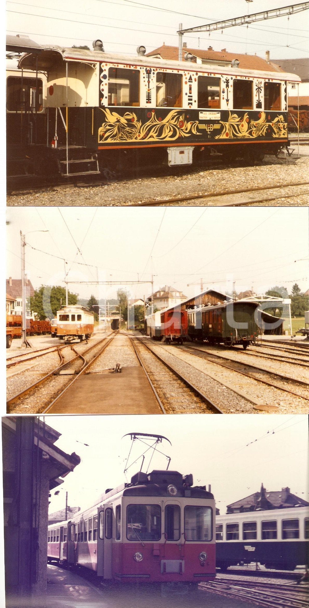 Fotografia d'epoca originale 1983 SVIZZERA Chemin de Fer Lausanne-Echallens-Bercher LEB Treni *LOTTO 3 Foto 1