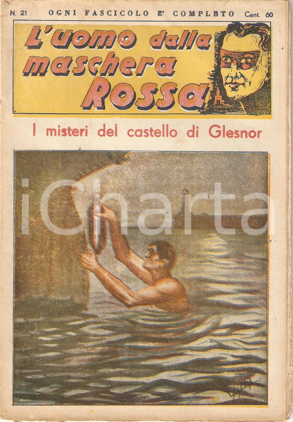 Giornale, rivista storica 1936 L'UOMO DALLA MASCHERA ROSSA Misteri del castello di Glesnor *Rivista nÂ°21 1