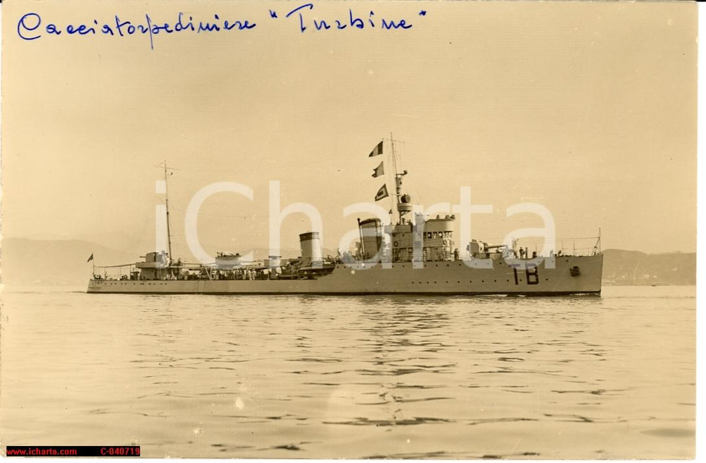 Cartolina originale da collezione 1935 WW2 Regio Cacciatorpediniere Turbine, nave Marina 1