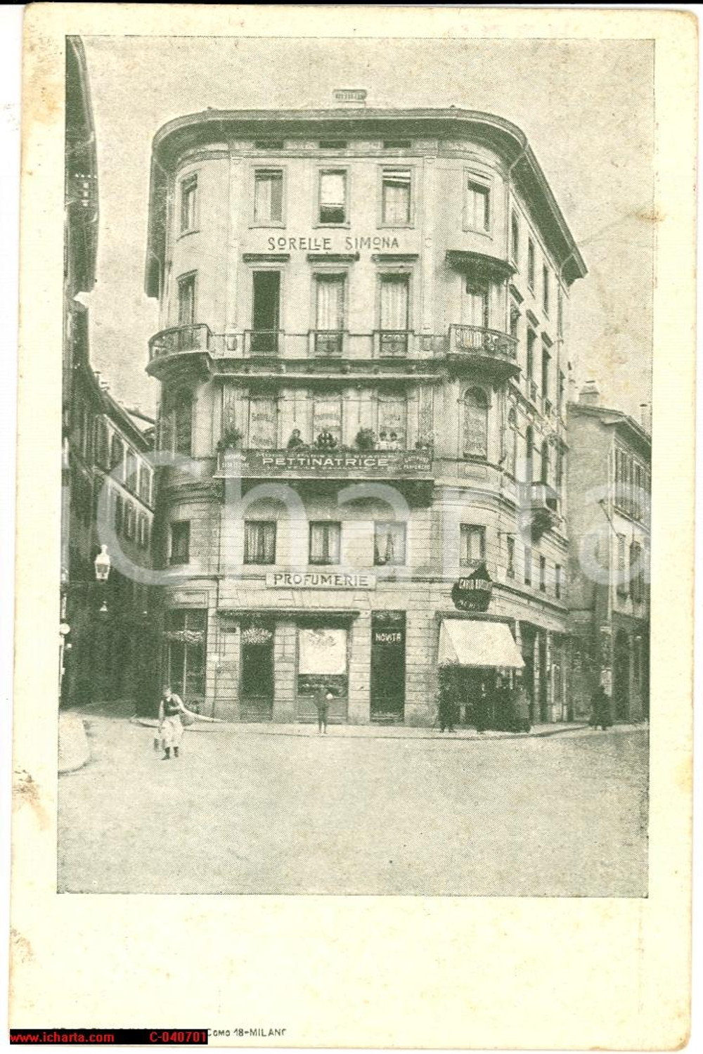 Cartolina originale da collezione 1910 MILANO VIA CAVALLOTTI Sor Simona Pettinatrici 1