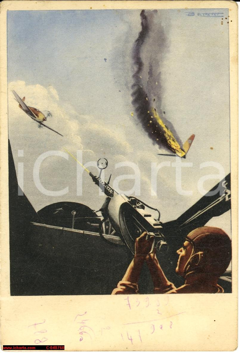 Cartolina originale da collezione 1943 WW2 Aeronautica, mitragliere vs hurricanes? 1