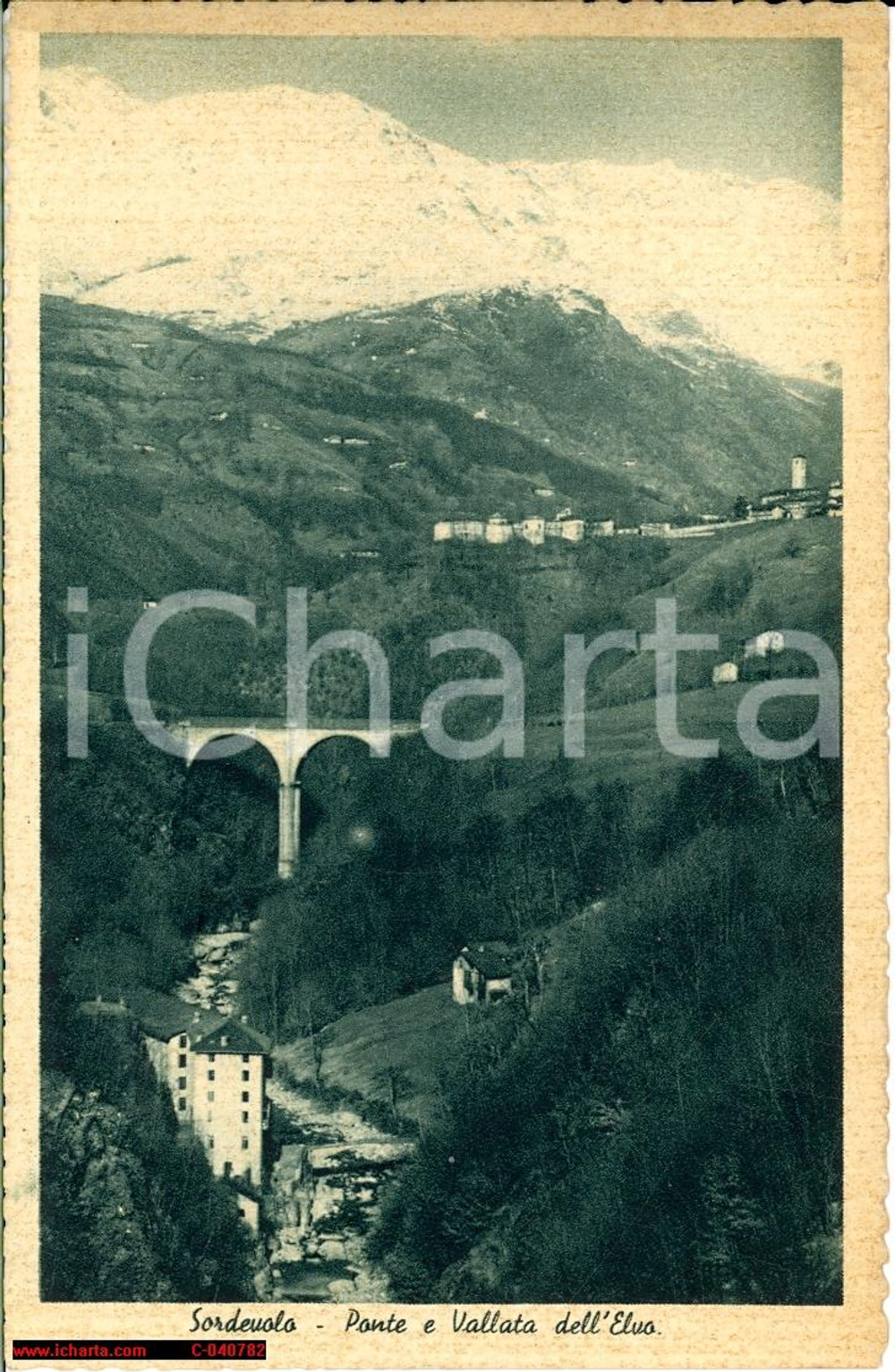 Cartolina originale da collezione 1938 Sordevolo - Ponte e Vallata dell'Elvo *Veduta 1