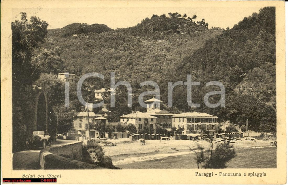 Cartolina originale da collezione 1926 Paraggi di S. Margherita - Spiaggia animata 1