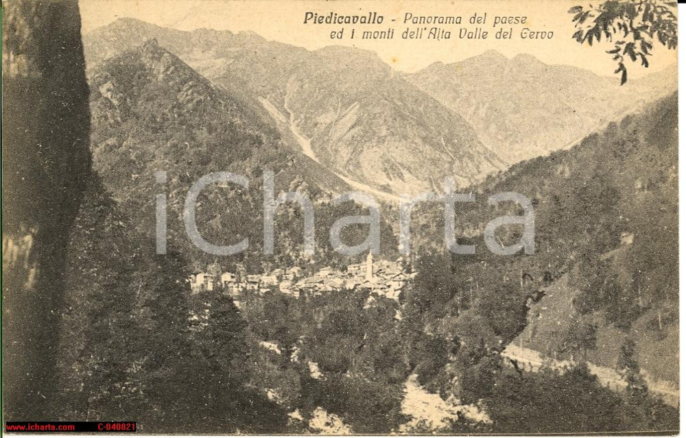 Cartolina originale da collezione 1928 Piedicavallo  Valle Cervo Veduta generale 1