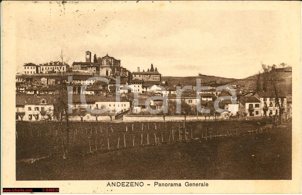 Cartolina originale da collezione 1934 Andezeno - Veduta generale d'epoca *FP VG 1