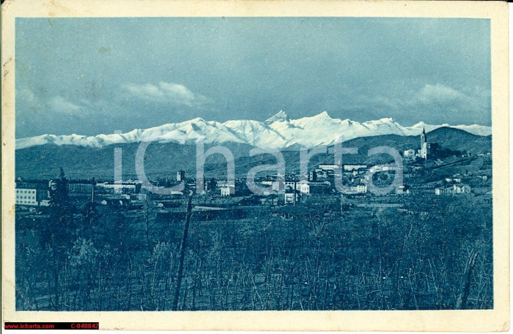 Cartolina originale da collezione 1917 Pinerolo Panorama invernale Veduta epoca VG 1