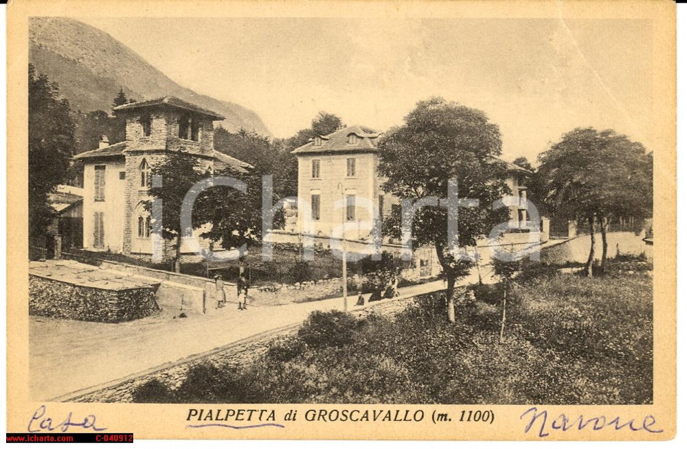 Cartolina originale da collezione 1927 Groscavallo Pialpetta  Veduta animata FP NV 1