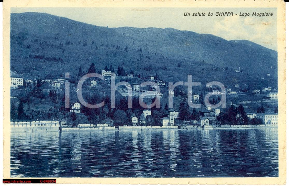 Cartolina originale da collezione Ghiffa Lago Maggiore anni 30, Veduta lungolago *NV 1