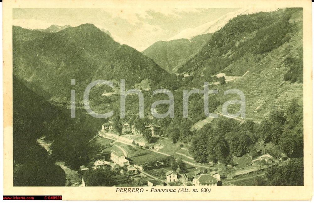 Cartolina originale da collezione 1935 Perrero  Valle Germanasca Veduta generale 1