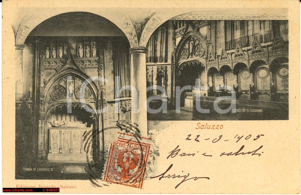 Cartolina originale da collezione 1905 Saluzzo CN Vedutine sacre Immagini d epoca 1