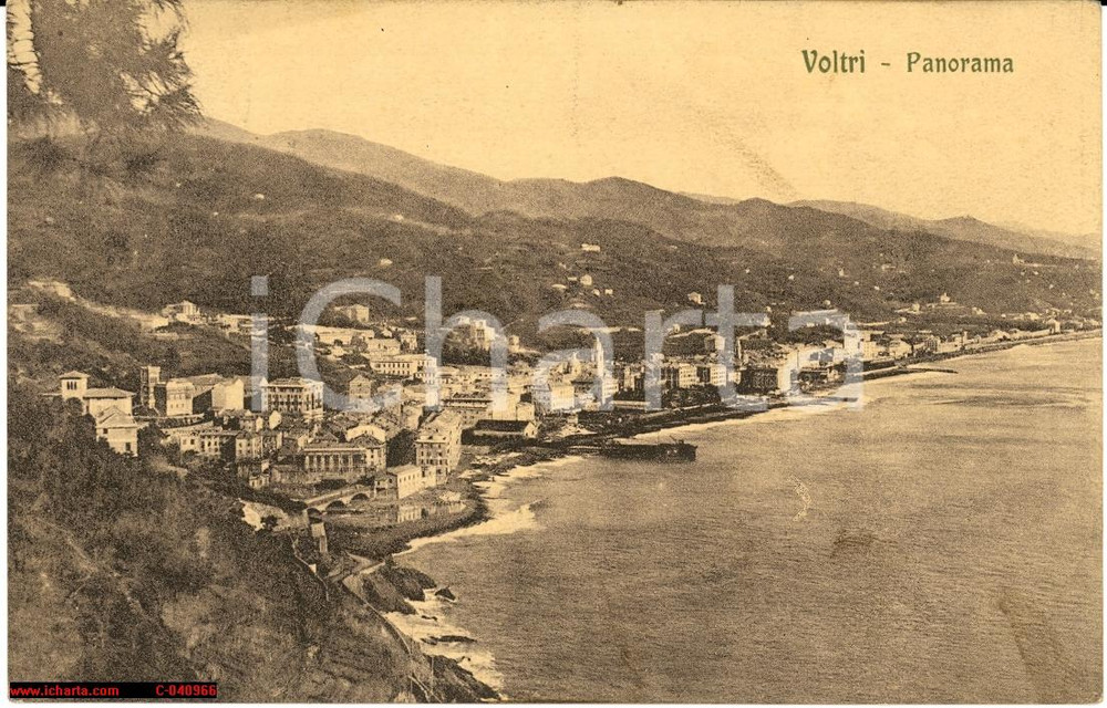 Cartolina originale da collezione 1915 Voltri  Genova Panorama lungomare e bagni 1